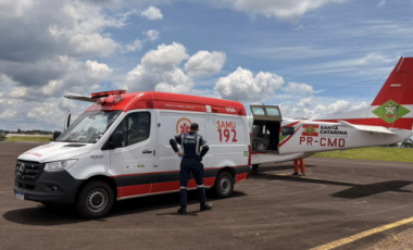 Gestante com pré-eclâmpsia é transferida de São Miguel do Oeste para Brusque pelo Arcanjo-04