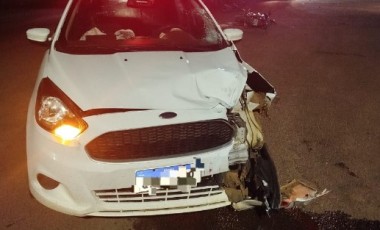 Idoso fica ferido em colisão entre carro e moto na SC-157