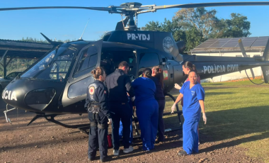 Jovem é transferido de helicóptero após grave acidente de moto no Oeste Catarinense