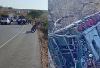 Ônibus com 60 passageiros capota em rodovia de Alagoas e deixa 15 mortos