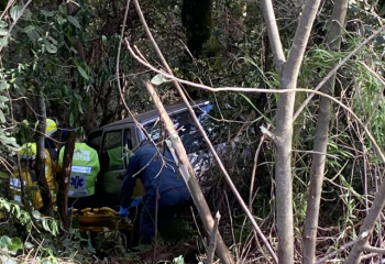 Idoso de 77 anos fica ferido após carro sair da pista e bater em árvore