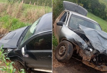 Mulher fica gravemente ferida após ser ejetada de veículo em acidente na BR-163