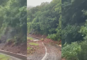 Fortes chuvas bloqueiam estrada em Siqueira Bello