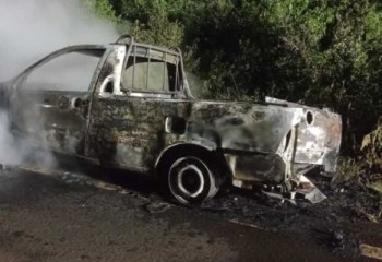 Veículo é destruído por incêndio às margens da PR-180