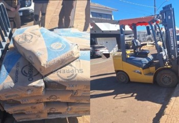 Polícia Militar apreende carga de cimento em ocorrência de descaminho