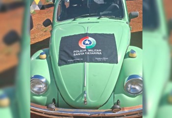 Fusca furtado é encontrado escondido com panos em quintal de residência