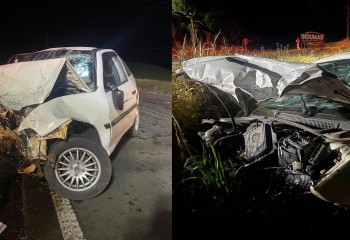 Veículos colidem frontalmente na BR-163