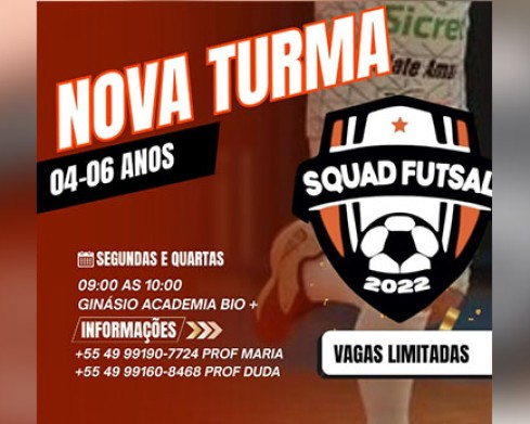 Squad Futsal abre inscrições para nova turma infantil de 4 a 6 anos