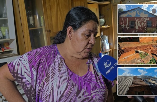 Temporal arranca parte do telhado de casa e moradora pede ajuda da população