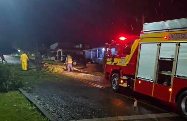 Queda de árvore e granizo mobilizam equipes na madrugada em Dionísio Cerqueira e Barracão