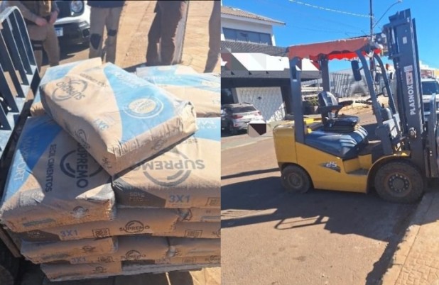Polícia Militar apreende carga de cimento em ocorrência de descaminho