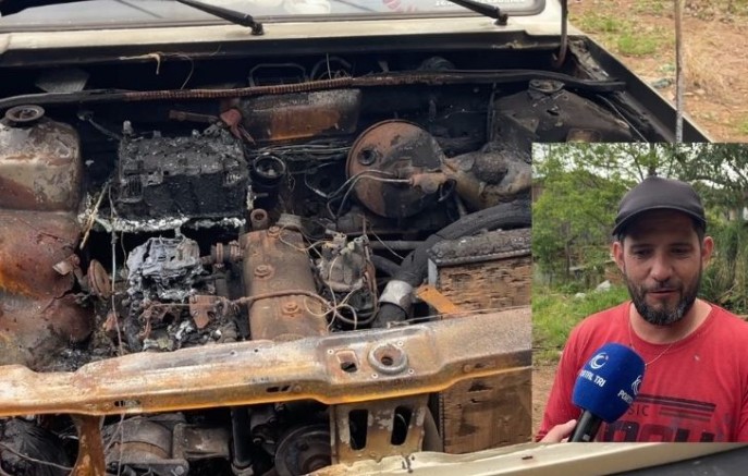 Carro que ajudava família a trabalhar é destruído por incêndio e moradores pedem solidariedade