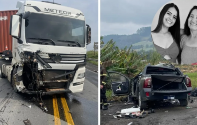Mãe e filha morrem em acidente na BR-470 a caminho de velório da avó