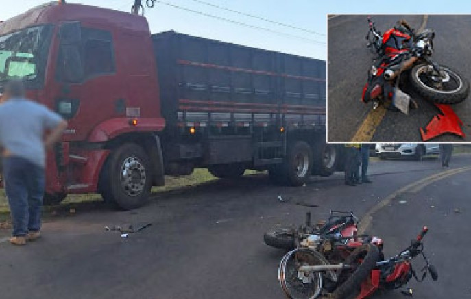 Motociclista fica ferido em colisão com caminhão na SC-163