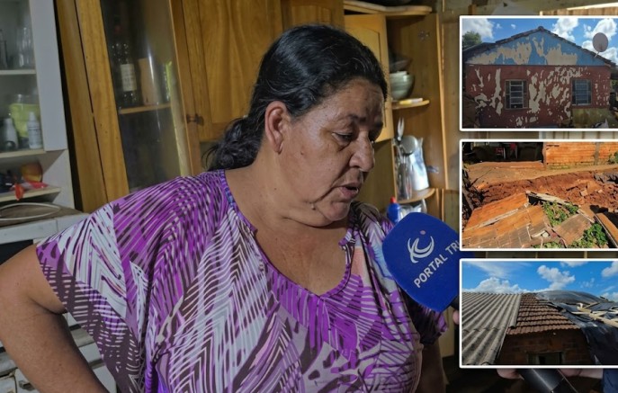Temporal arranca parte do telhado de casa e moradora pede ajuda da população