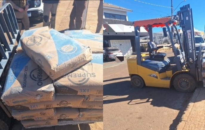 Polícia Militar apreende carga de cimento em ocorrência de descaminho