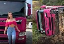Caminhoneira influenciadora se envolve em acidente na BR-116
