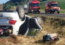 Mulher fica ferida em capotamento na BR 163
