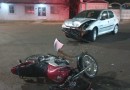 Colisão entre motocicleta e carro mobiliza equipes de resgate