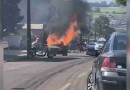 Carro pega fogo e deixa motorista ferido, no Paraná