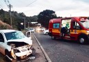 Acidente com três carros deixa gestante gravemente ferida em SC