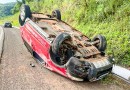Homem fica ferido em colisão traseira seguida de capotamento na BR-282, entre SMOeste e Paraíso