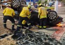 Motorista capota carro após passar mal durante socorro à esposa em Chapecó