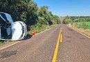 Motorista sai ileso de capotamento na SC-161