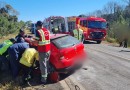 Acidente entre carro e caminhão próximo a Aduana nova deixa casal de idosos feridos
