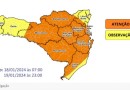 Defesa Civil alerta para temporais nesta quinta e sexta-feira em SC