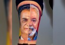 Morador de SP faz tatuagem com rostos de Lula e Bolsonaro
