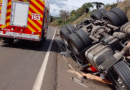 Motorista de carreta morre em capotamento na BR-282