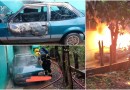 Automóvel pega fogo no Loteamento Santa Terezinha