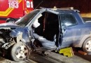 Três ficam feridos em colisão frontal entre veículos na BR-282