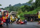 Grave colisão entre caminhões na SC-157 entre Chapecó e Coronel Freitas