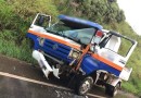 Colisão entre caminhões deixa motorista ferido na PR-280