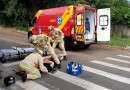 Mulher fica ferida em colisão envolvendo moto e caminhonete