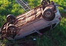 Veículo sai da pista e capota na SC 160