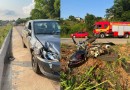 Veículo com placas de SMOeste se envolve em colisão com motocicleta na BR-163