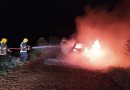 Automóvel fica destruído em incêndio na via de acesso à Linha Cerro Agudo