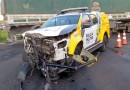 Acidente entre viatura da PM e caminhão mobiliza autoridades