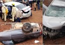 Carro parte ao meio após colisão frontal na PR-562; duas pessoas sofrem ferimentos graves