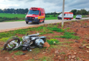 Motociclista perde controle em curva, invade canteiro central e cai na BR-163
