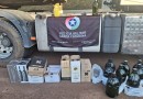 Polícia apreende 48 pneus, 8 caixas de vinho e 40 litros de azeite em fiscalização no Oeste