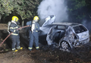 Carro é encontrado tomado pelas chamas; placa do veículo é de Barracão