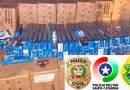Ação conjunta das forças de segurança resulta na apreensão de carreta carregada com vinhos e cigarros