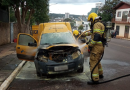 Incêndio atinge motor de veículo dos Correios no Oeste catarinense