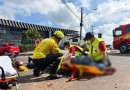 Acidente entre carro e moto deixa motociclista ferido no centro