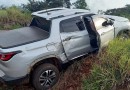 Mulher fica ferida em saida de pista na BR 282