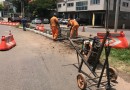 Iniciam obras de bloqueios definitivos em pontos de conversão na Willy Barth em SMO